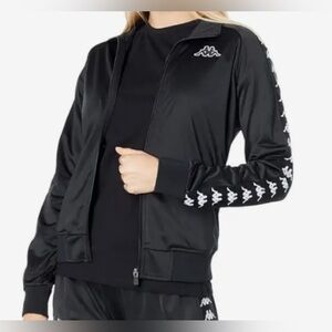 Kappa Womens Black & White Banda Anniston Track Jacket Size XLarge VINTAGE